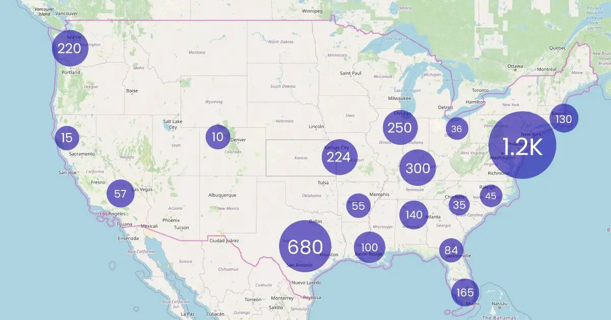 Map with screen locations